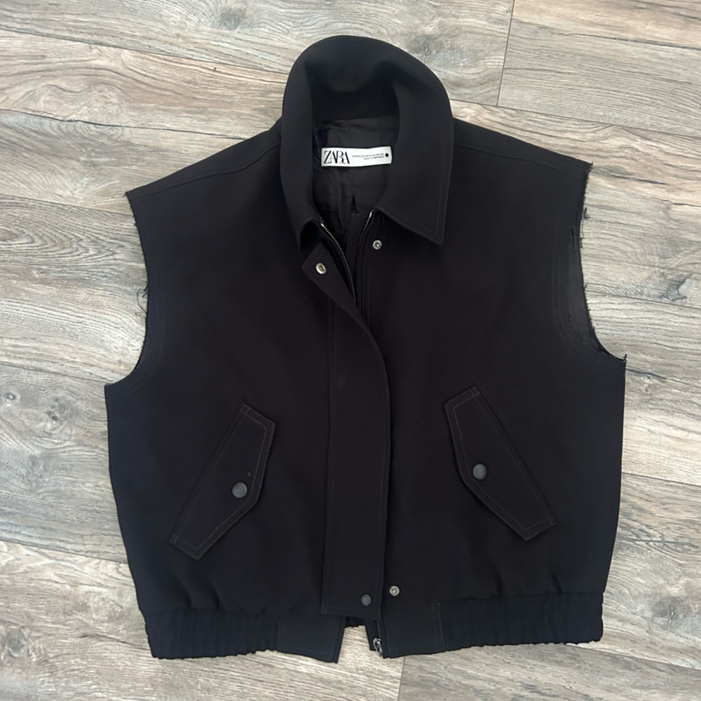 Zara oversized cut off sleeve jacket vest size small